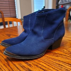 Chinese Laundry Blue Suede Booties size 6.5